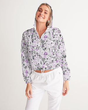 Hong Kong Pattern Women's Cropped Windbreaker(Lavender | Purple)