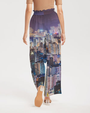 Hong Kong Night View Women's High-Rise Wide Leg Pants