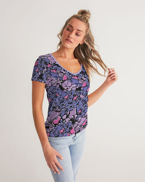 Purple Rose Women's V-Neck Tee